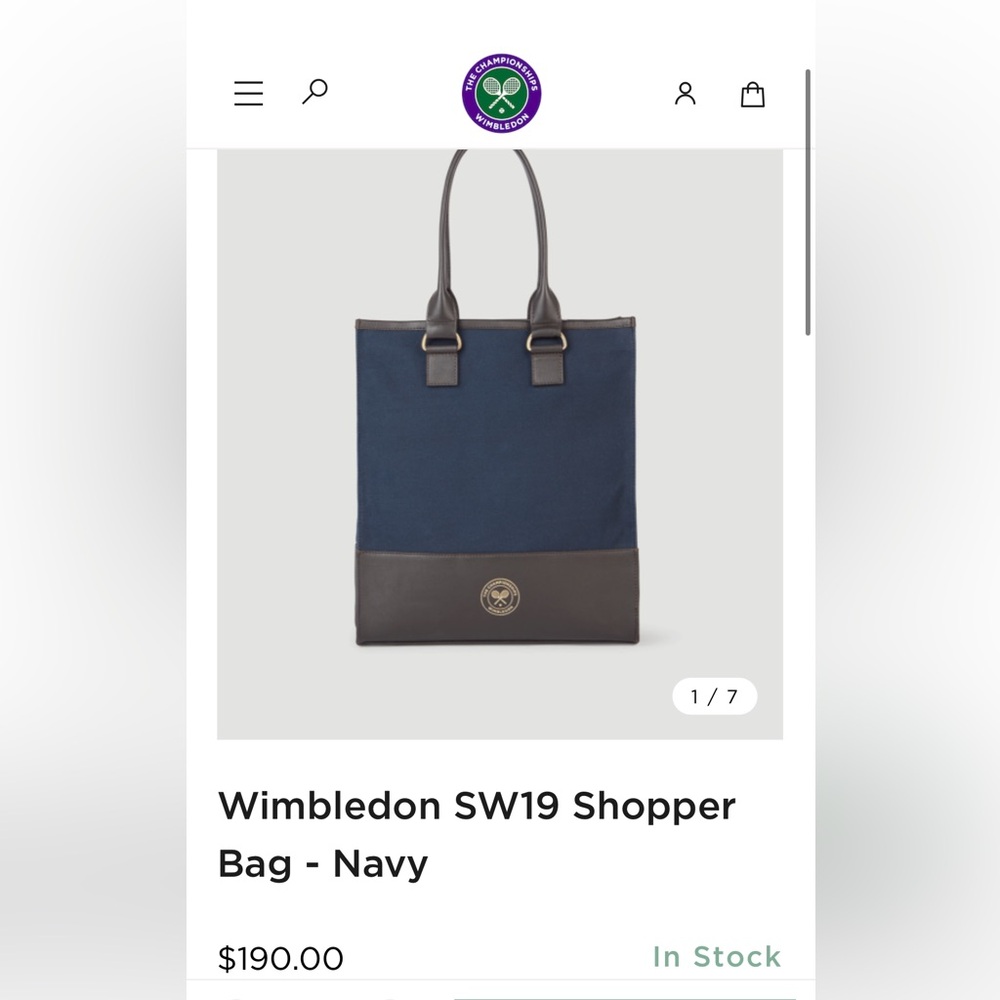 Wimbledon SW-19 shopper bag in navy NWT